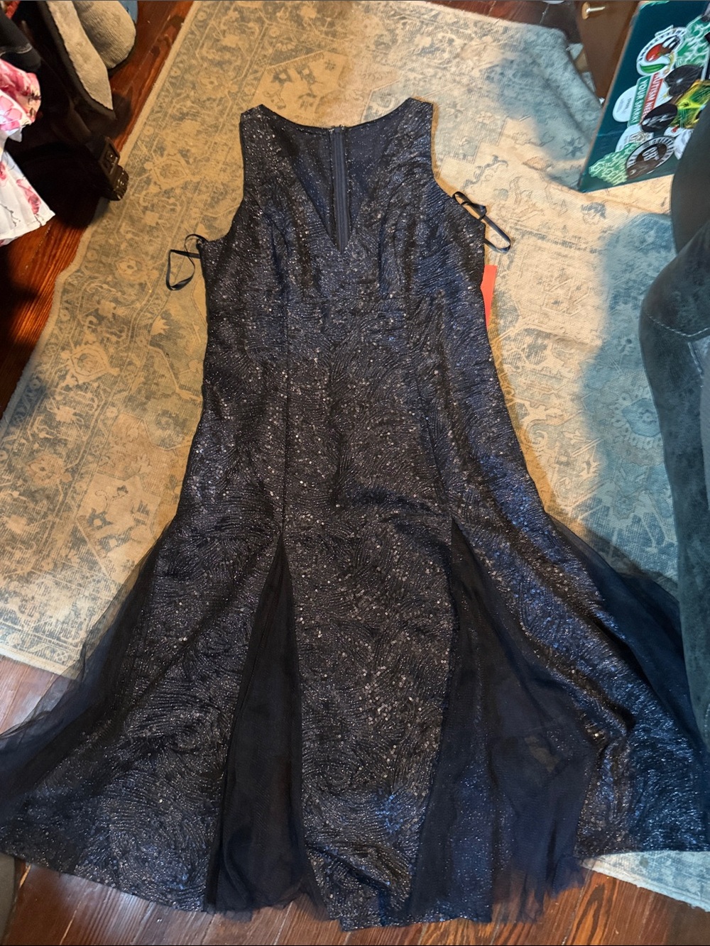 Nordstrom Black Sparkle A-Line Prom Dress